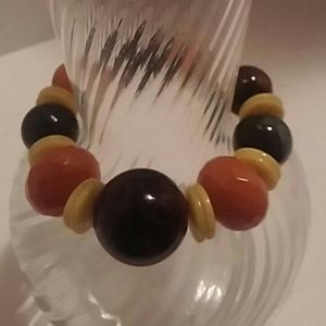 Glass bead chunky stretch bracelet